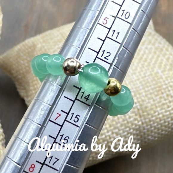 Green Aventurine beaded gem ring - Picture 2 of 3